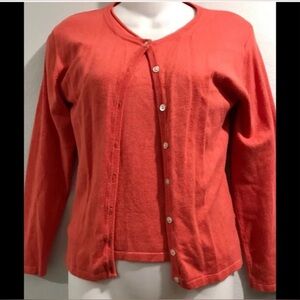 Ashley by 26 International Cardigan Sweater Set in Coral/Tangerine Orange - XS